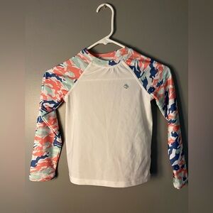 In Great Condition! OCEAN COAST Kids Swim Rash Guard with Colorful Sleeves